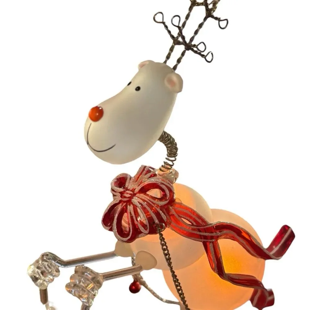 Light-Up Snowman Sleigh with Acrylic Reindeer Holiday Figurine